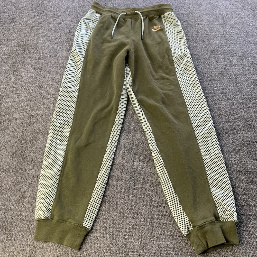 Nike Jogger Pants Women Small Green Fleece Lined Mesh Serena Williams Tennis